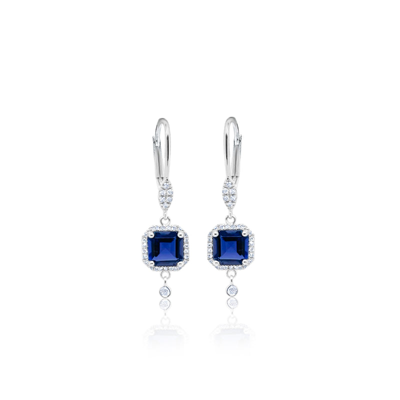 White Gold Diamond and Sapphire Earrings