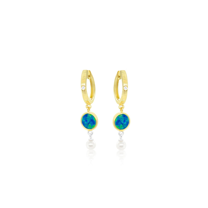 Yellow Gold Opal Earrings