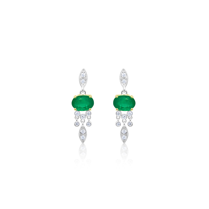 Diamond and Emerald Drop Studs