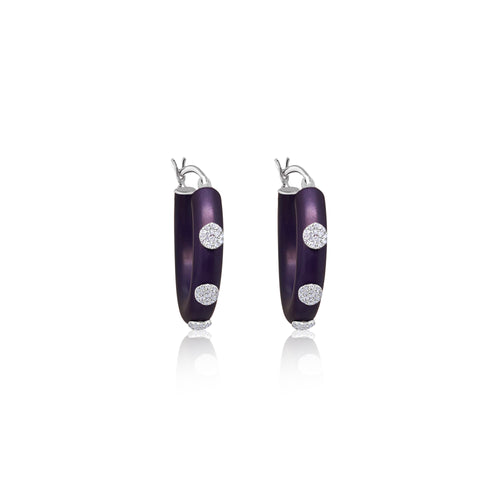 Capri Noir Black  Silver Hoops