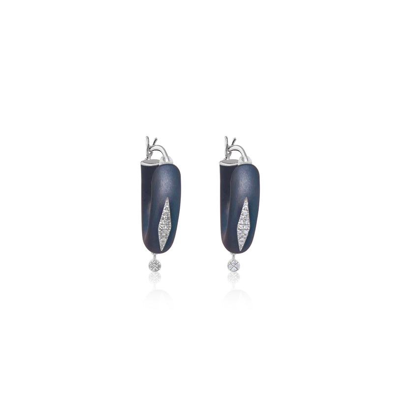 Soho Steel Silver Hoops With Diamonds
