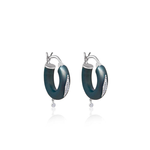 Soho Steel Silver Hoops With Diamonds