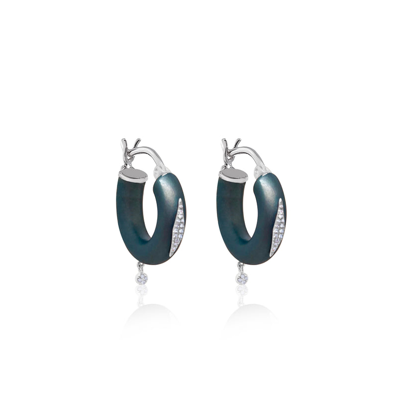 Soho Steel Silver Hoops With Diamonds