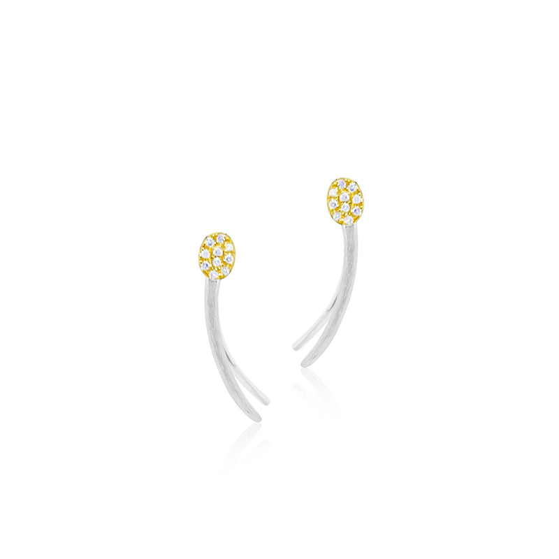 White and Yellow Silver and diamond Ear climbers