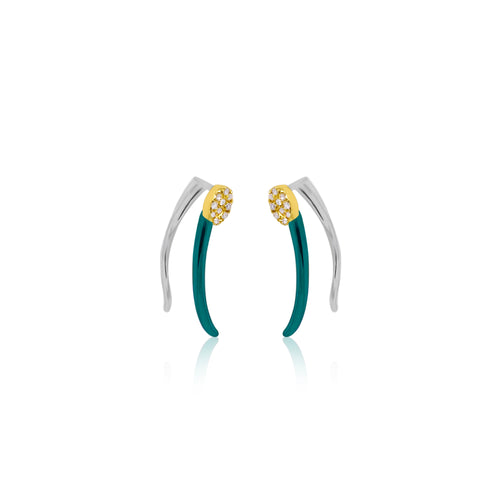 Green Rhodium Silver and Diamond Climbers