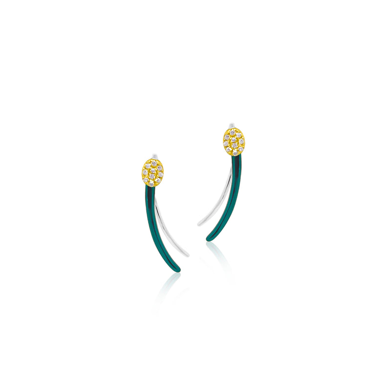Green Rhodium Silver and Diamond Climbers