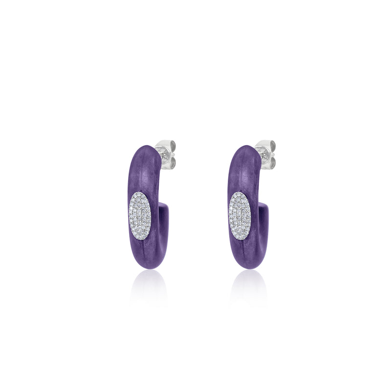 Silver and Diamond Lunar Violet Hoops