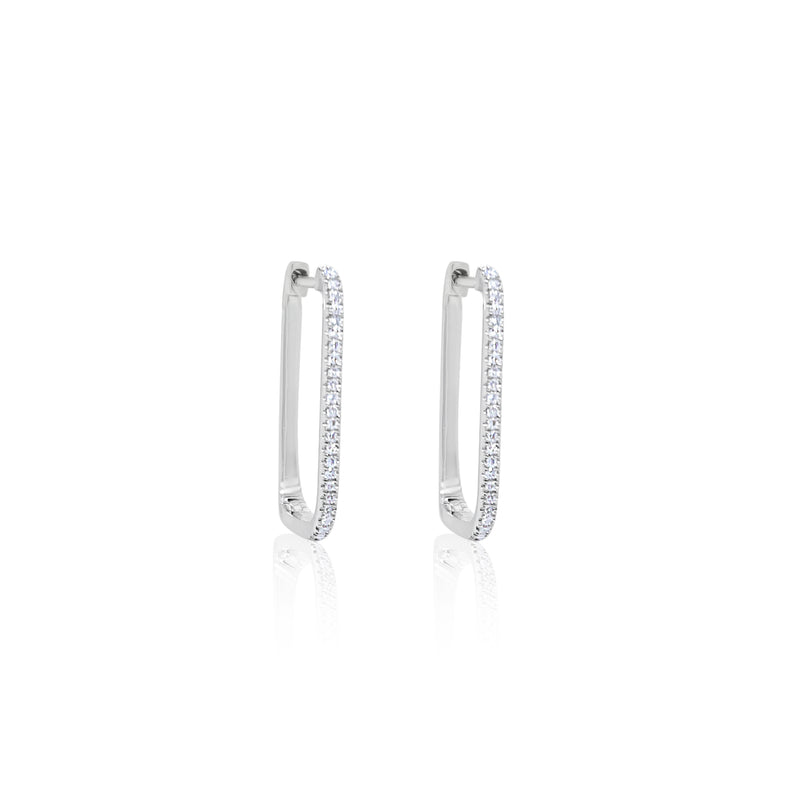 White Gold Rectangular Earrings