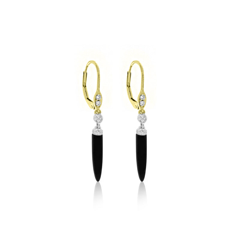 Black Onyx and Diamond Drop Earrings