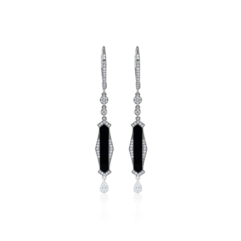 Black Rhodium .27 Ct Diamond Drop Earrings