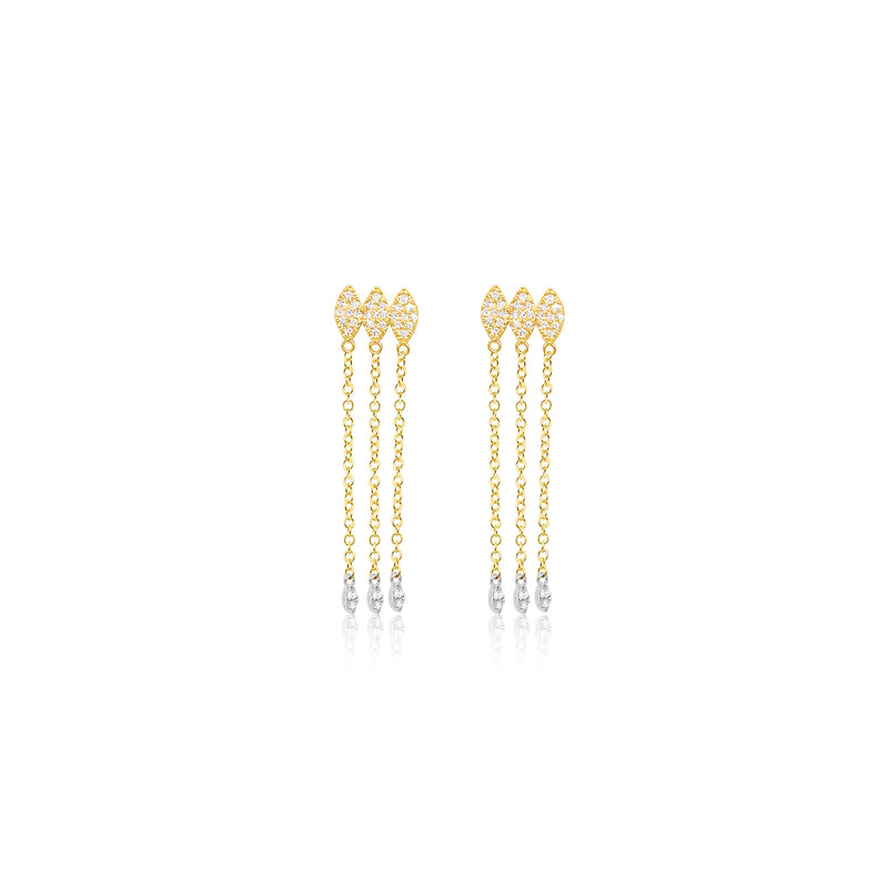 14kt Yellow Gold Pave Diamond Drop Earrings