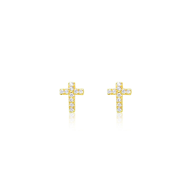 Cross Studs in Yellow Gold and Diamonds ONLINE EXCLUSIVE
