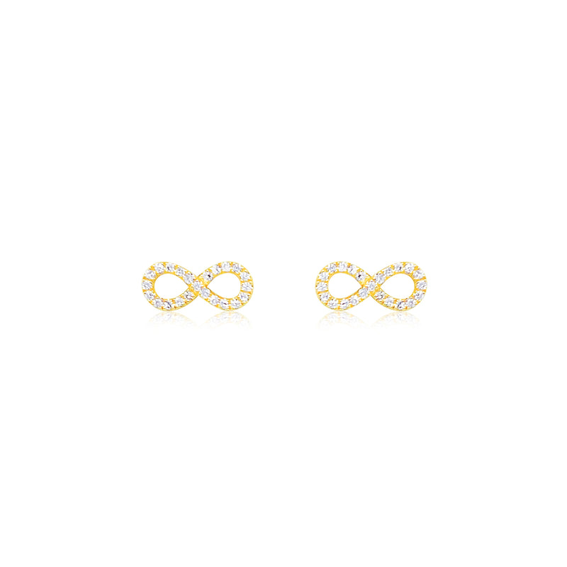 Infinity Symbol Diamond Studs 14kt Yellow Gold