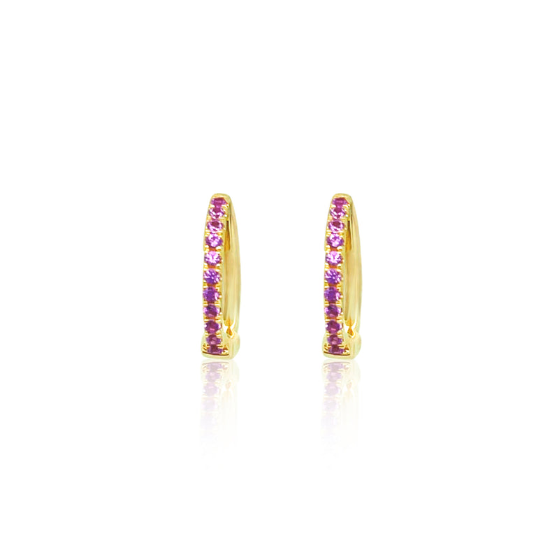 Pink Sapphire Hoops in 14kt Yellow Gold