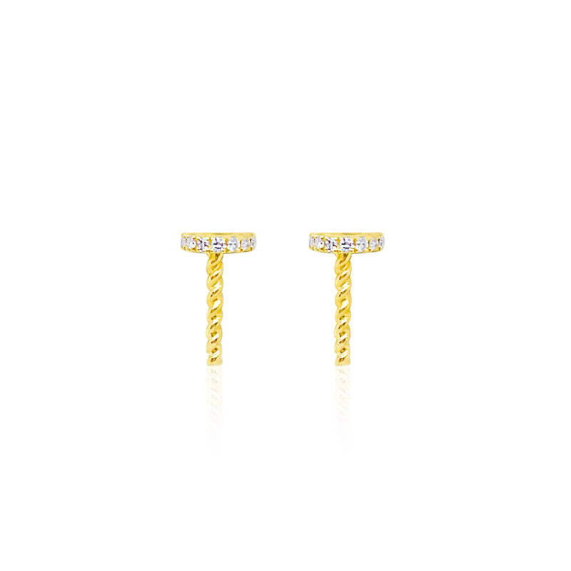 14kt Yellow Gold Diamond Nail Studs with Pave Diamonds