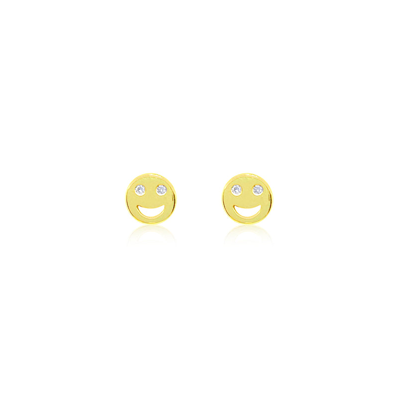 Smiley Face Studs in 14kt Yellow Gold and Diamonds