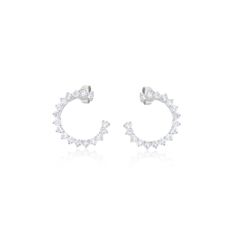 14kt Heart Diamond Hoop Earrings