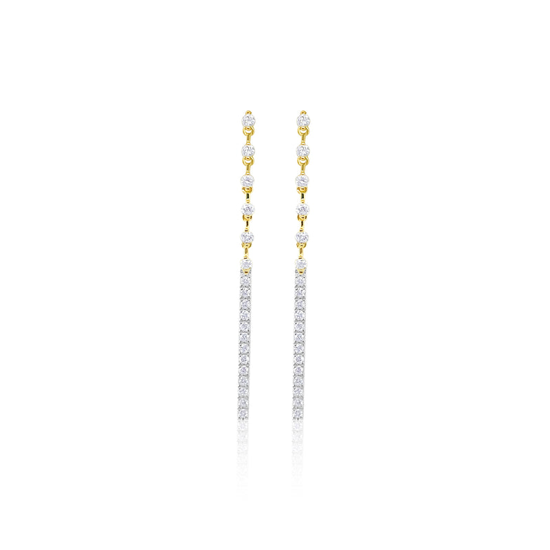 Diamond Dangle and Bar Earring 14kt White and Yellow Gold