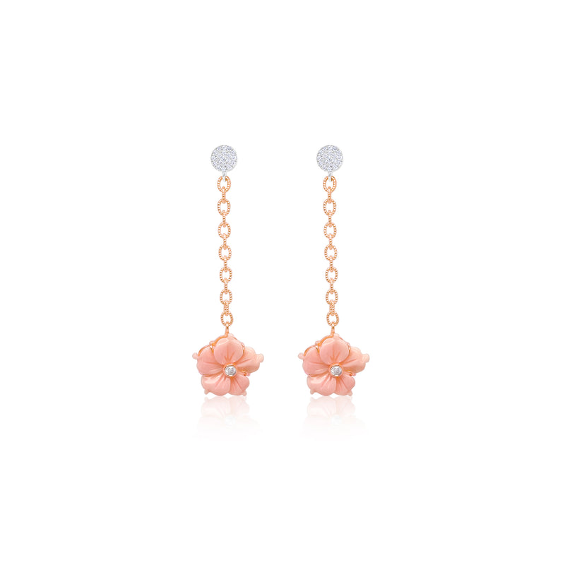 Pink Opal Floral Earrings