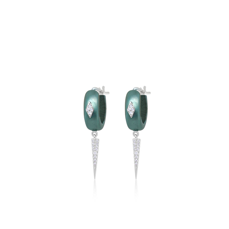 Mermaid Green Diamond Dagger Huggies