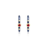 Blue Rhodium and Ruby Hoop