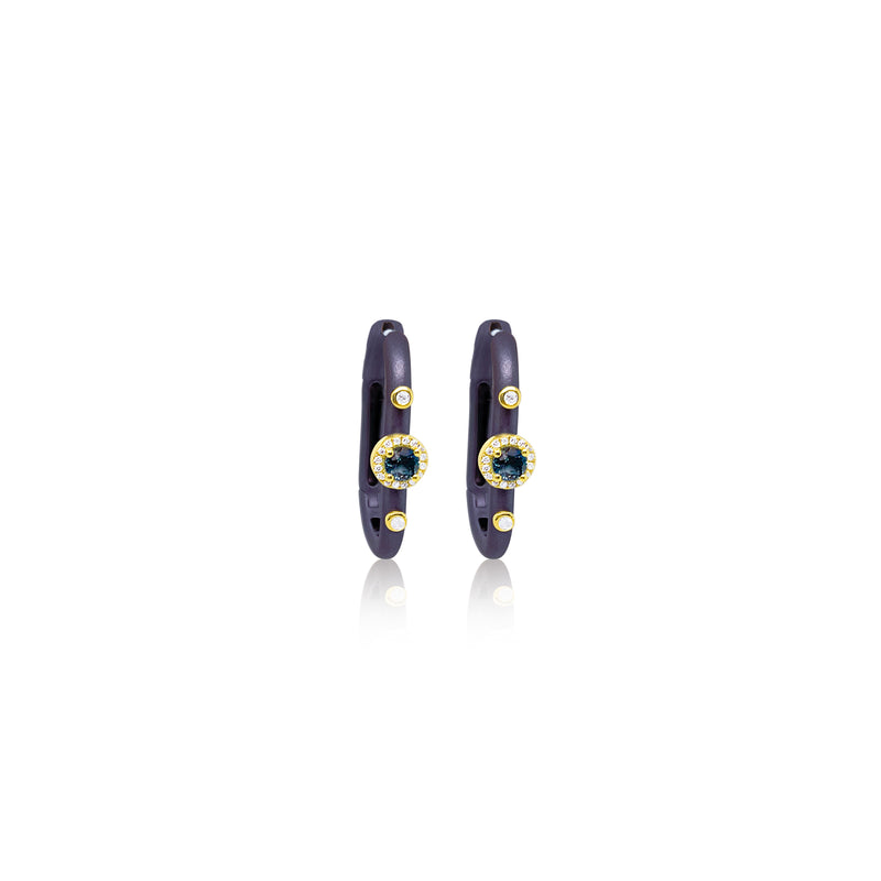 Blue Rhodium and Blue Sapphire Hoop