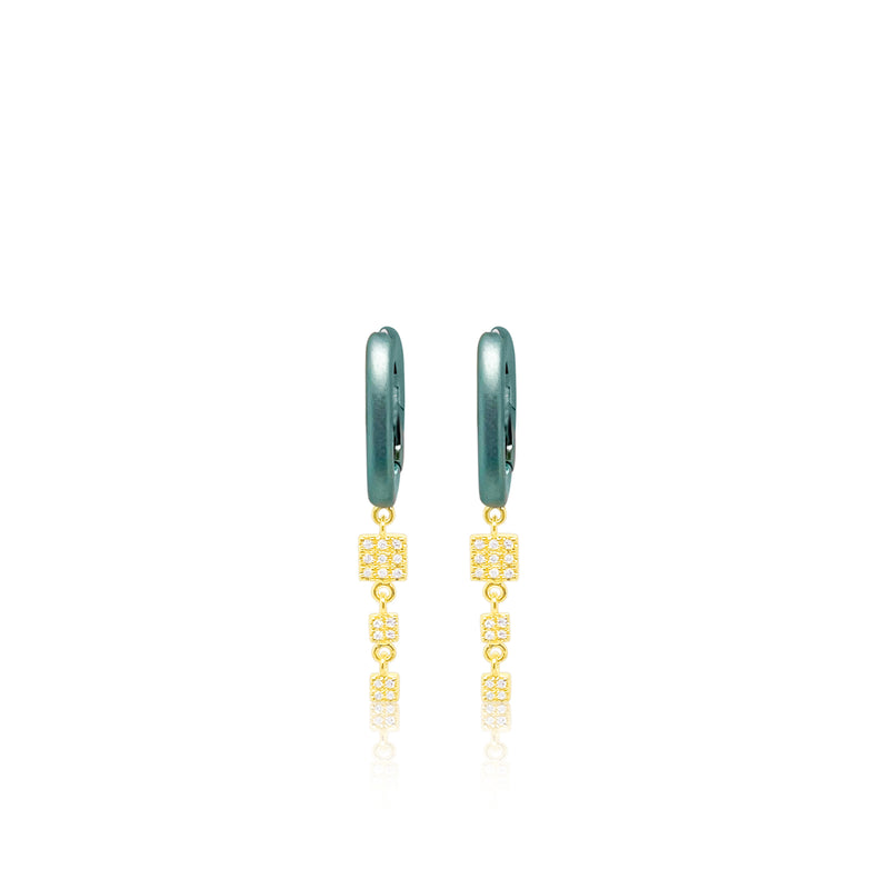 Mermaid Green Diamond Charm Huggie