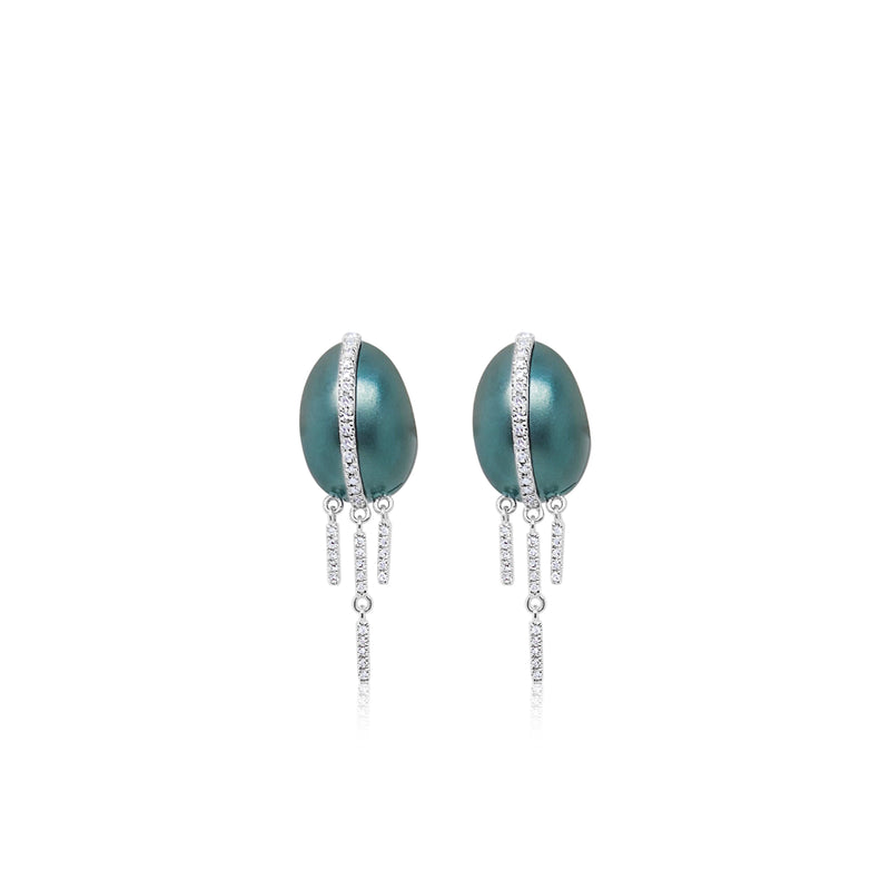 Blue Rhodium Fringe Studs