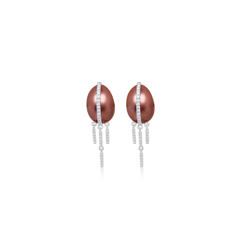 Terracota Rhodium Fringe Studs
