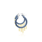 Blue Fringe Diamond Hoops