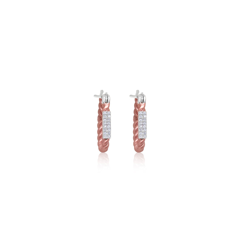 Pink Rhodium Silver White Gold Diamond Earrings