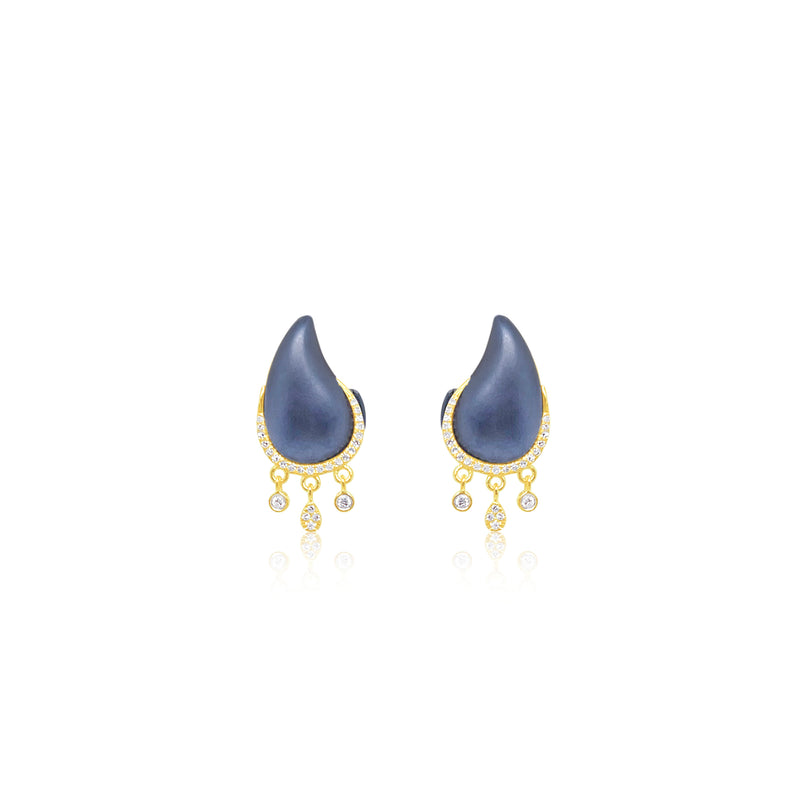 Blue Rhodium and Diamond Fringe Studs