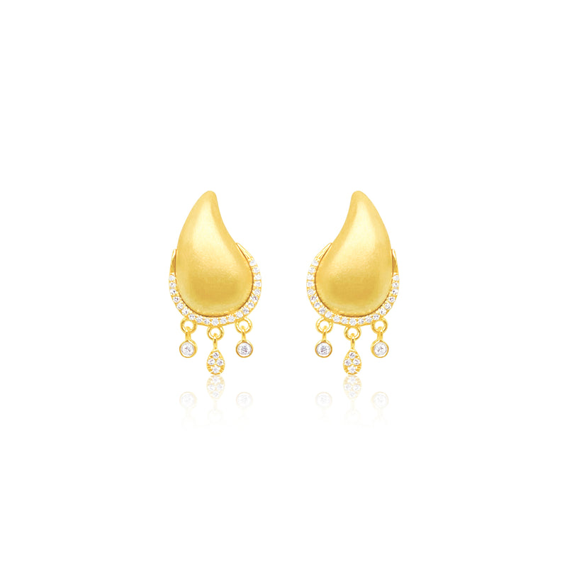 Solar Yellow Rhodium and Diamond Fringe Studs