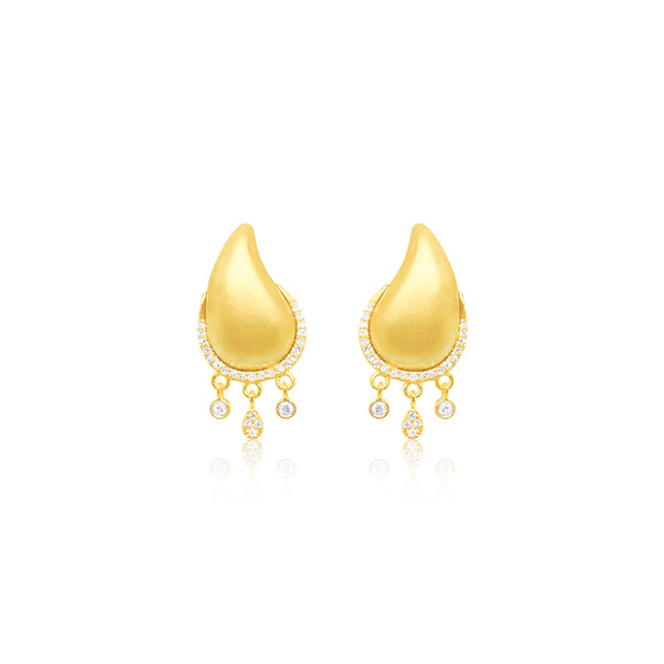 Solar Yellow Rhodium and Diamond Fringe Studs – Meira T Boutique
