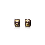 Celestial Brown Rhodium Huggies