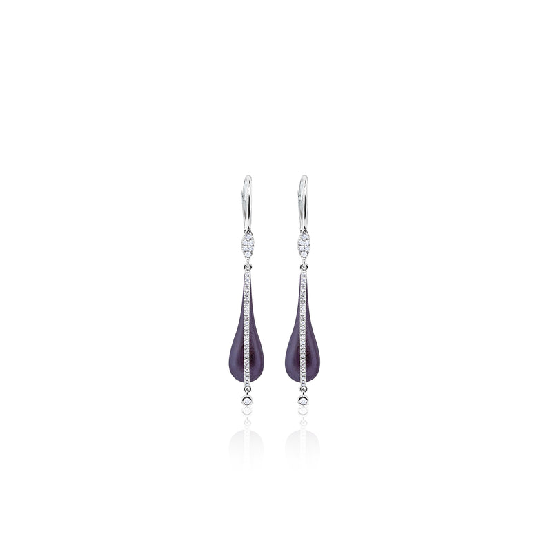 Purple Rhodium Diamond Drop Earrings