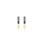 Blue Rhodium Yellow Gold Hanging Diamond Bezel Stud Hoops