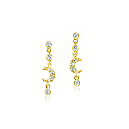 Diamond Moon Drop Studs