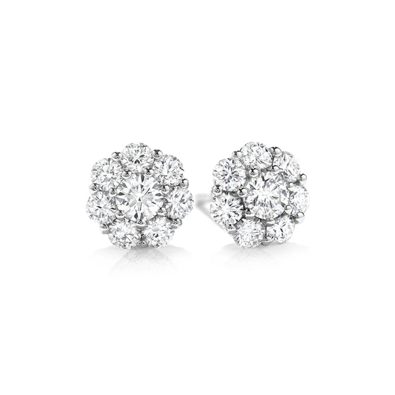 5 ct White Gold Floral Motif Lab Grown Earrings
