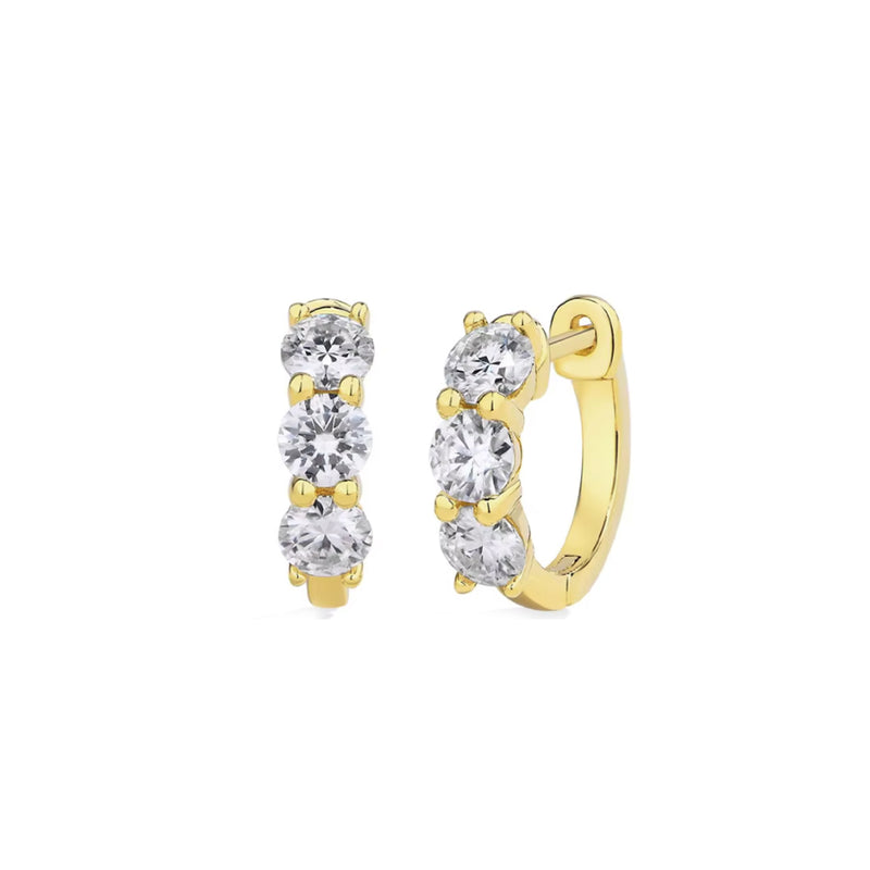 Yellow Gold Diamond Huggies