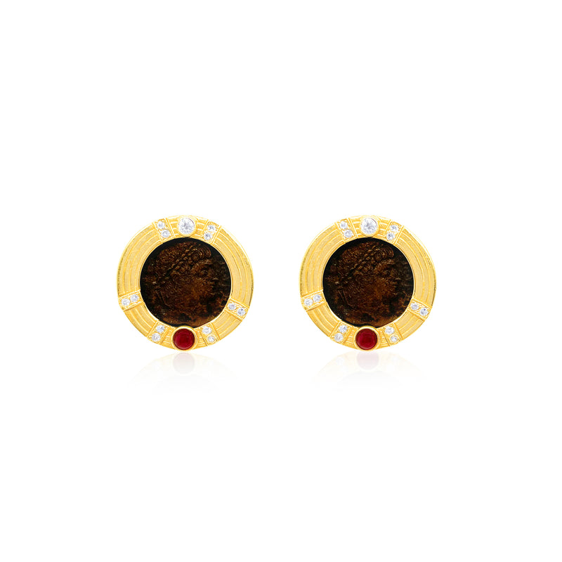 18k Diamond Ruby and Emerald Earrings