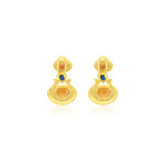 14k Cabochon Citrine and Sapphire Earrings