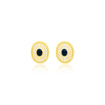 Yellow Gold Sapphire and Diamond Yellow Gold Studs