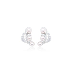 14k White Gold Diamond and Pearl Earrings