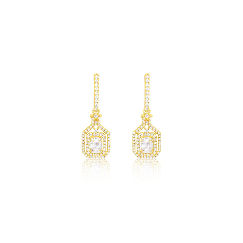 Yellow Gold Diamond Fancy Illusion Earrings