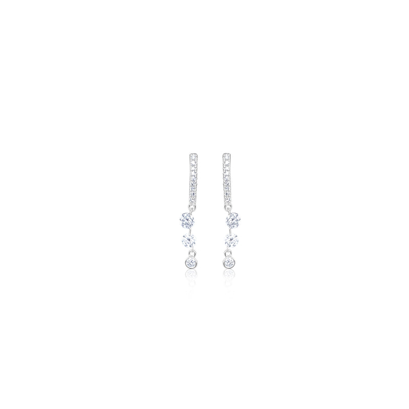 White Gold Hanging Drilled Diamond Studs