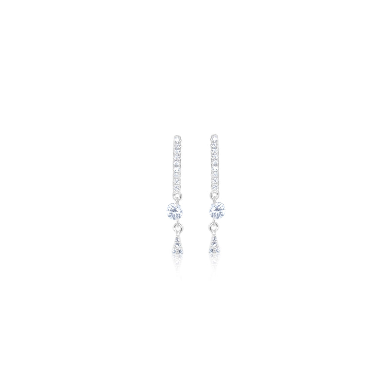 White Gold Bar Drilled Diamond Studs