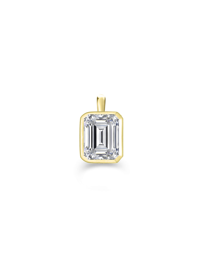 Lab Grown Emerald Cut Bezel Set Charm