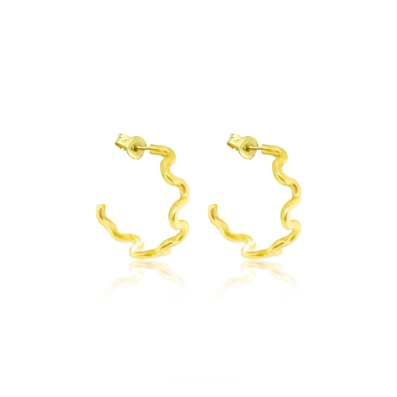 Yellow Gold Squiggle Huggies