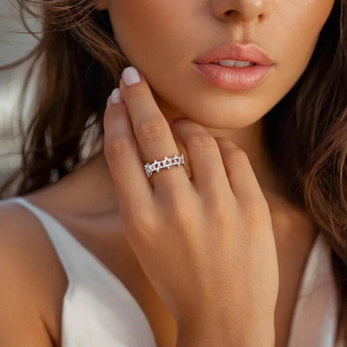 White Gold Diamond Star of David Ring